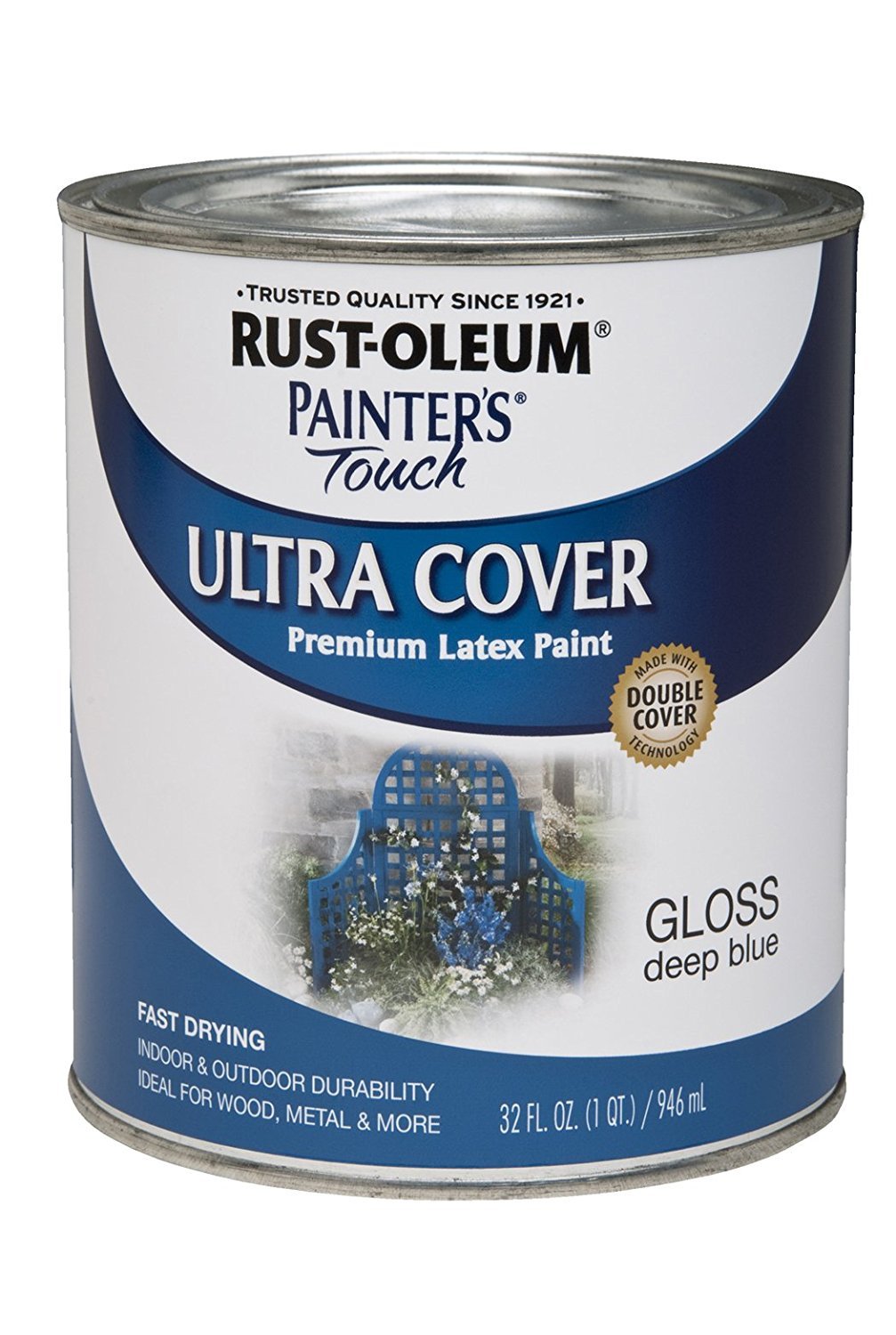Rust-Oleum 224428T Brush 224428 Painter's Touch Latex Paint, Quart, Gloss Deep Blue, 1 (Pack of 1)