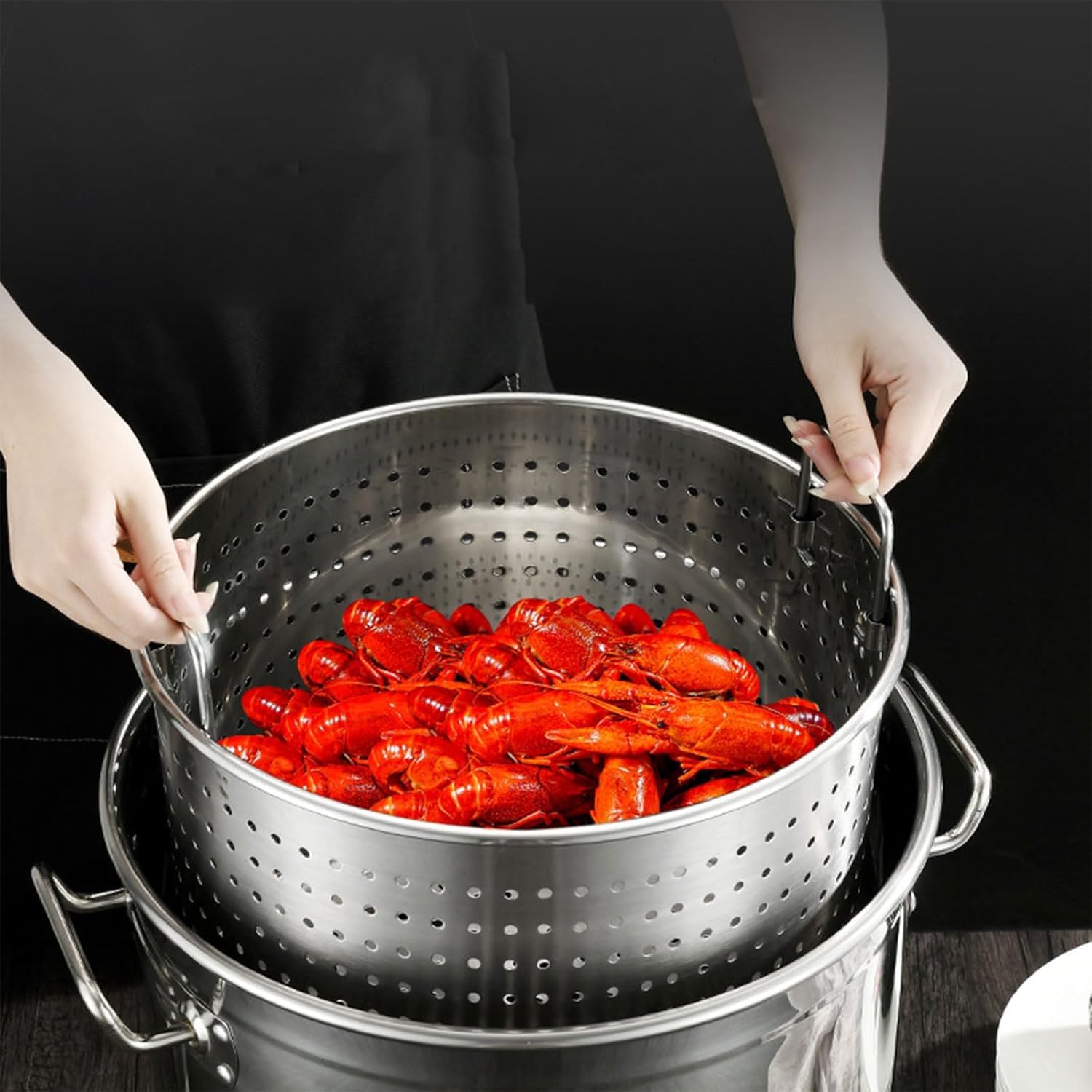 Filtro a rete in acciaio inox di grande capacità, filtro a maglia fine per friggere, pasta, frutta, verdura, 39,5 x 27 cm
