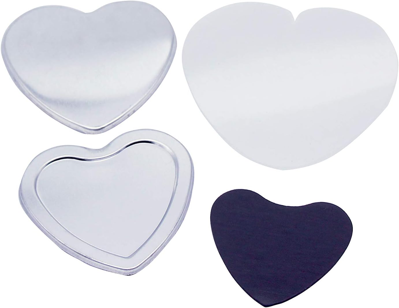 ChiButtons 53x57.5mm Heart Metric Rubber Magnet Fridge Button 100 Sets with Magnet, Upper Shell, Mylar Film & Metal Cover (Official ChiButtons Supplies)