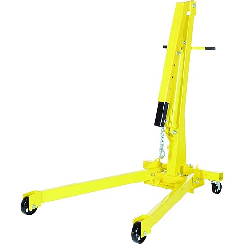 Vestil EHN-20-C Heavy Duty Steel Shop Crane Engine Hoist with Folding Legs, Yellow, 2000 lbs Capacity
