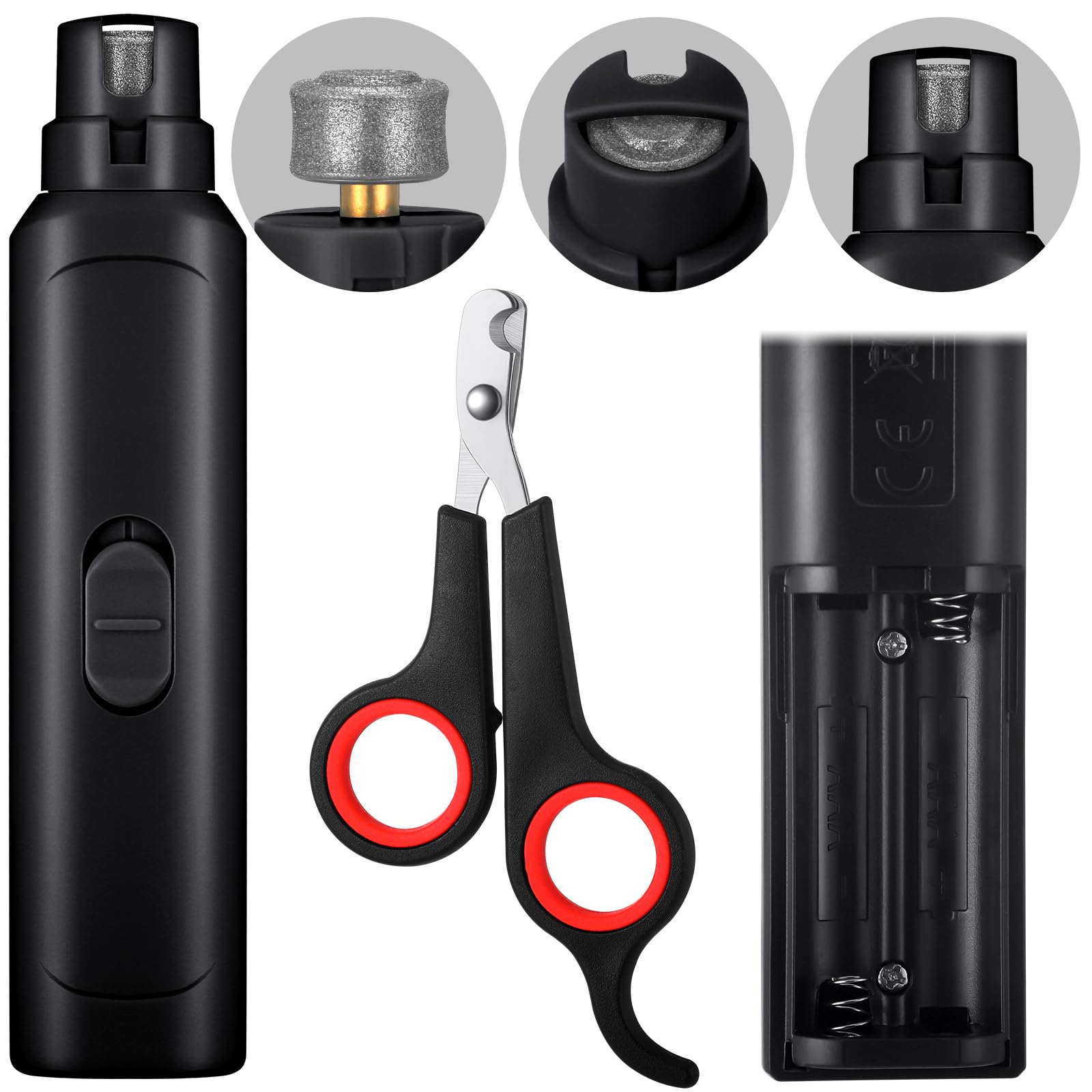 Lasnten 2 Pcs Bird Nail Grinder with Clipper Bird Nail Trimmer File Pet Grooming Tool for Parrot Budgerigars Parakeets Myna Conure Finches Lovebirds(Black)