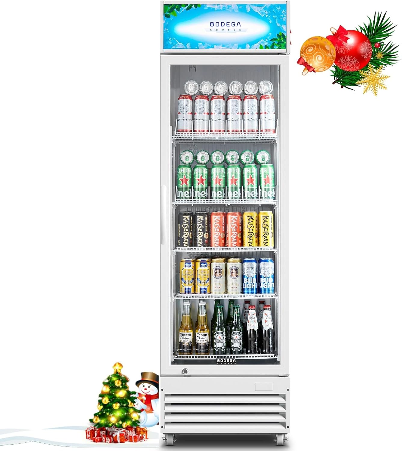 BODEGACOOLER Commercial Beverage Refrigerator and Cooler, Commercial Refrigerators Glass Door Display Fridge for Bar, Drink,Tall Drink Cooler for Parties, Single Door Display Fridge,12.5 Cu.Ft BODEGACOOLER Commercial Beverage Refrigerator and Cooler, Commercial Refrigerators Glass Door Display Fridge for Bar, Drink,Tall Drink Cooler for Parties, Single Door Display Fridge,12.5 Cu.Ft