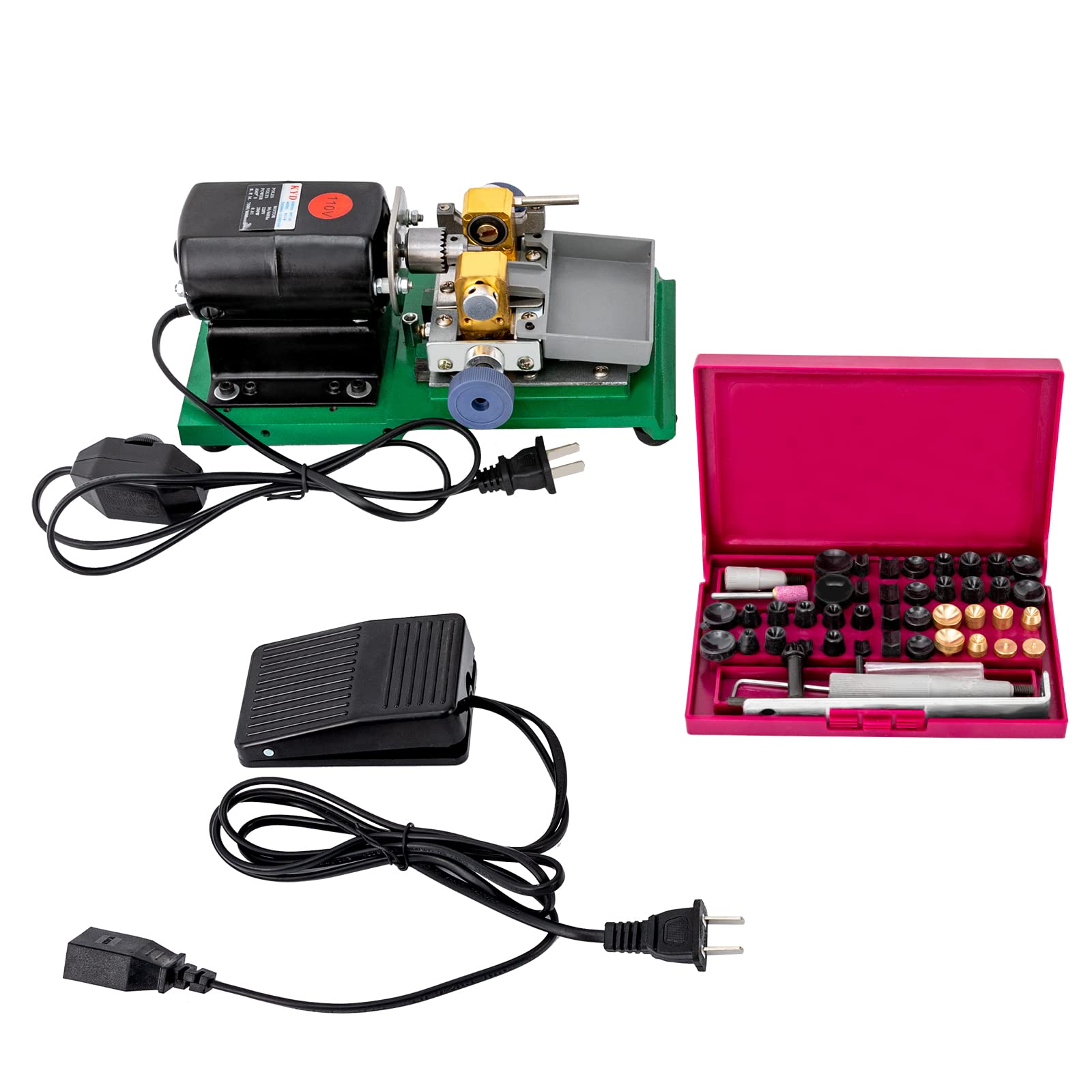 110V 280W Pearl Drilling Machine Electric Jewelry Making Driller Tools Bead Full Set Protable Drill Holder with Tool Box for Shell Coral Amber,0-15000 Rpm Adjustable Speed