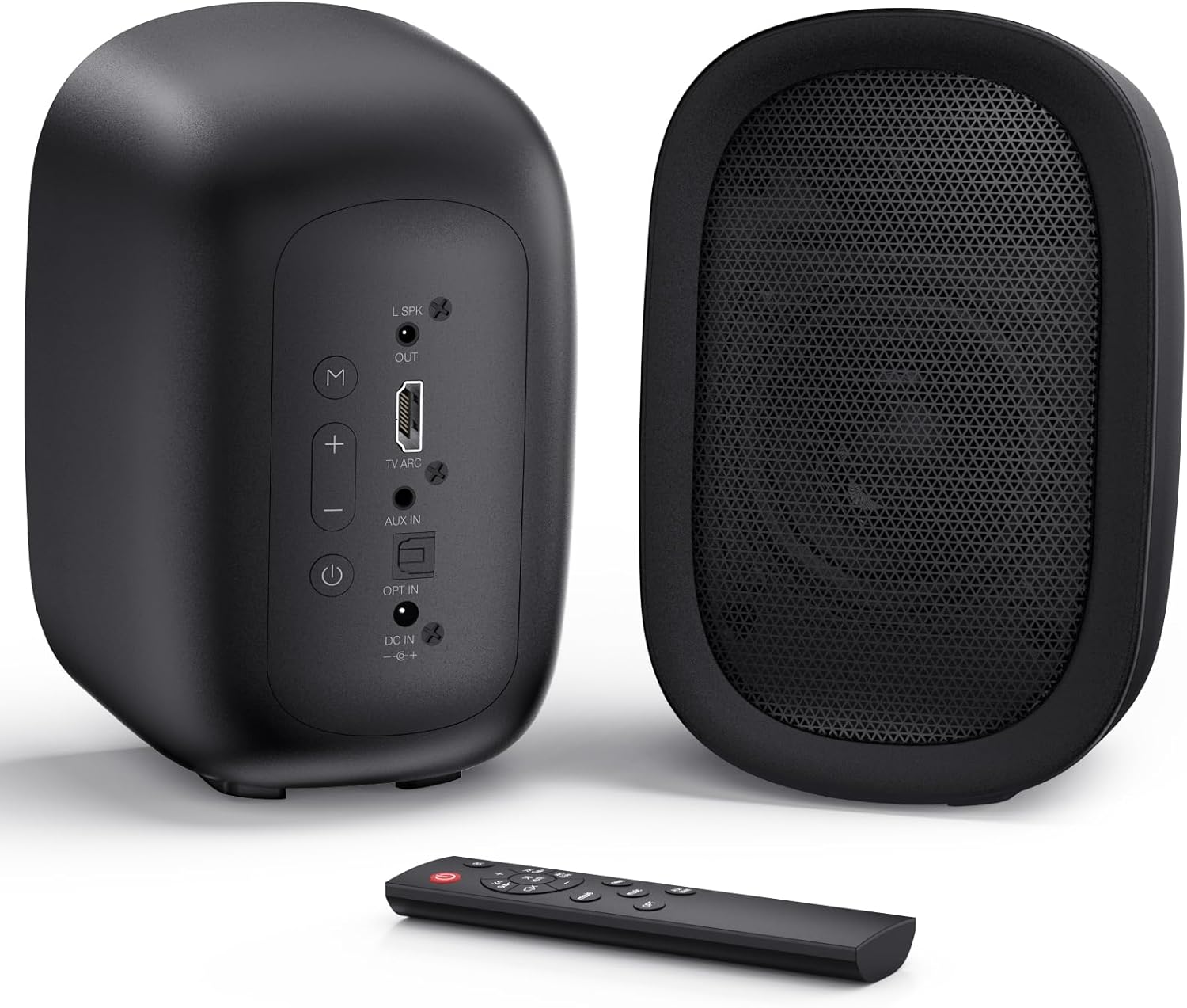 Saiyin Powered Bluetooth Bookshelf Speakers for Record Player, 40W Stereo Sound Speakers with 3-Inch Woofer, Dual-Curved Horn Bass Reflex Port and Optical/AUX/TV-ARC for Turntable/PC/TV, Pair