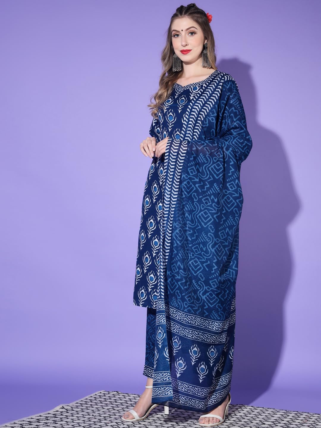 KULIA® Etniczna Kurti ze spodniami Tradycyjna sukienka dla kobiet Coctail Party Wear Projektant Kurtis Zestaw Ubrania indyjskie Casual Dress Haft Praca Tkanina ze sztucznego jedwabiu Kobiety Kurti
