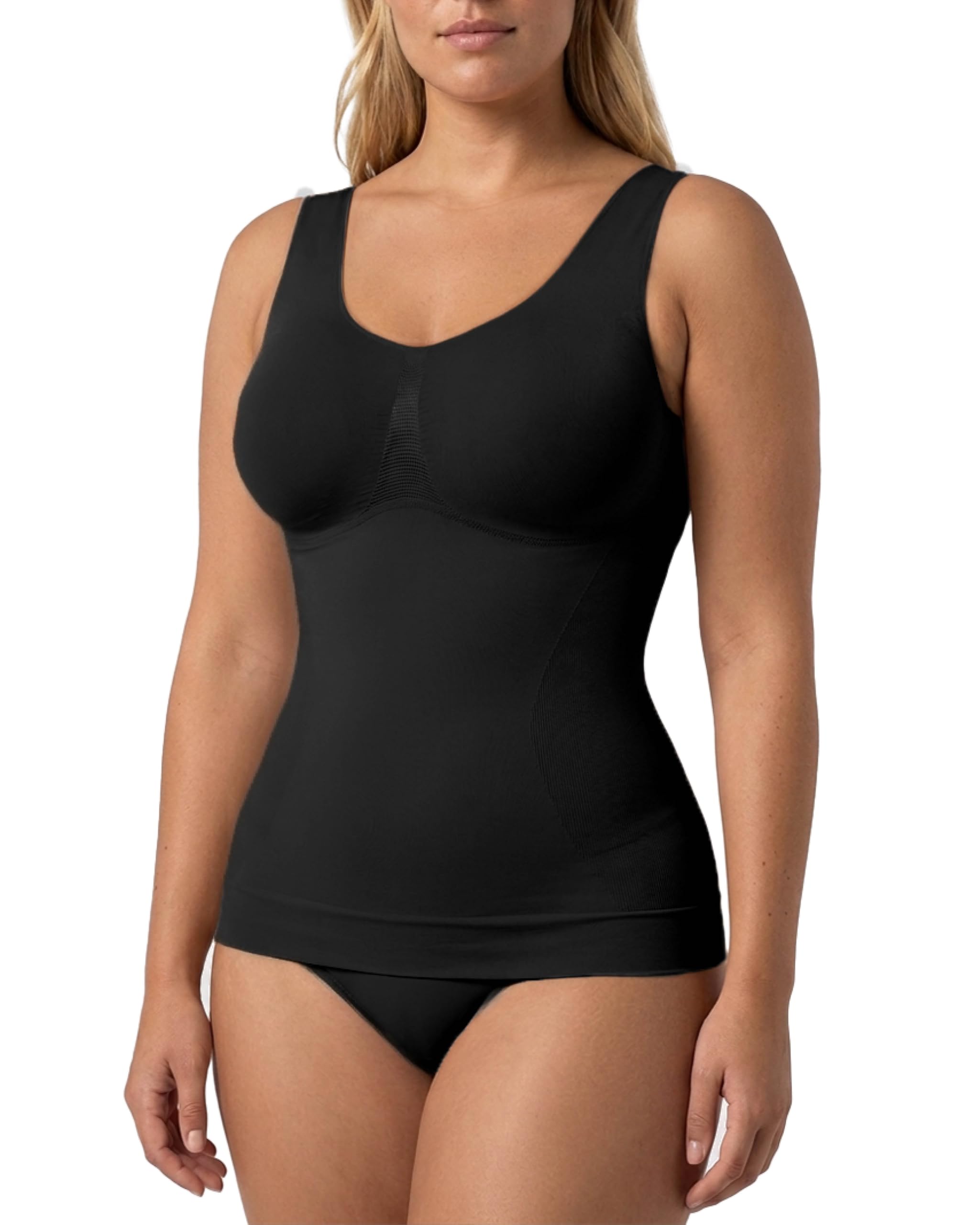 Risalti Shapewear Tanktop mit Breitträgern - Damen Top & BH ohne Bügel integriert, Bauchanschwemmung Tank Top - Made in Italy
