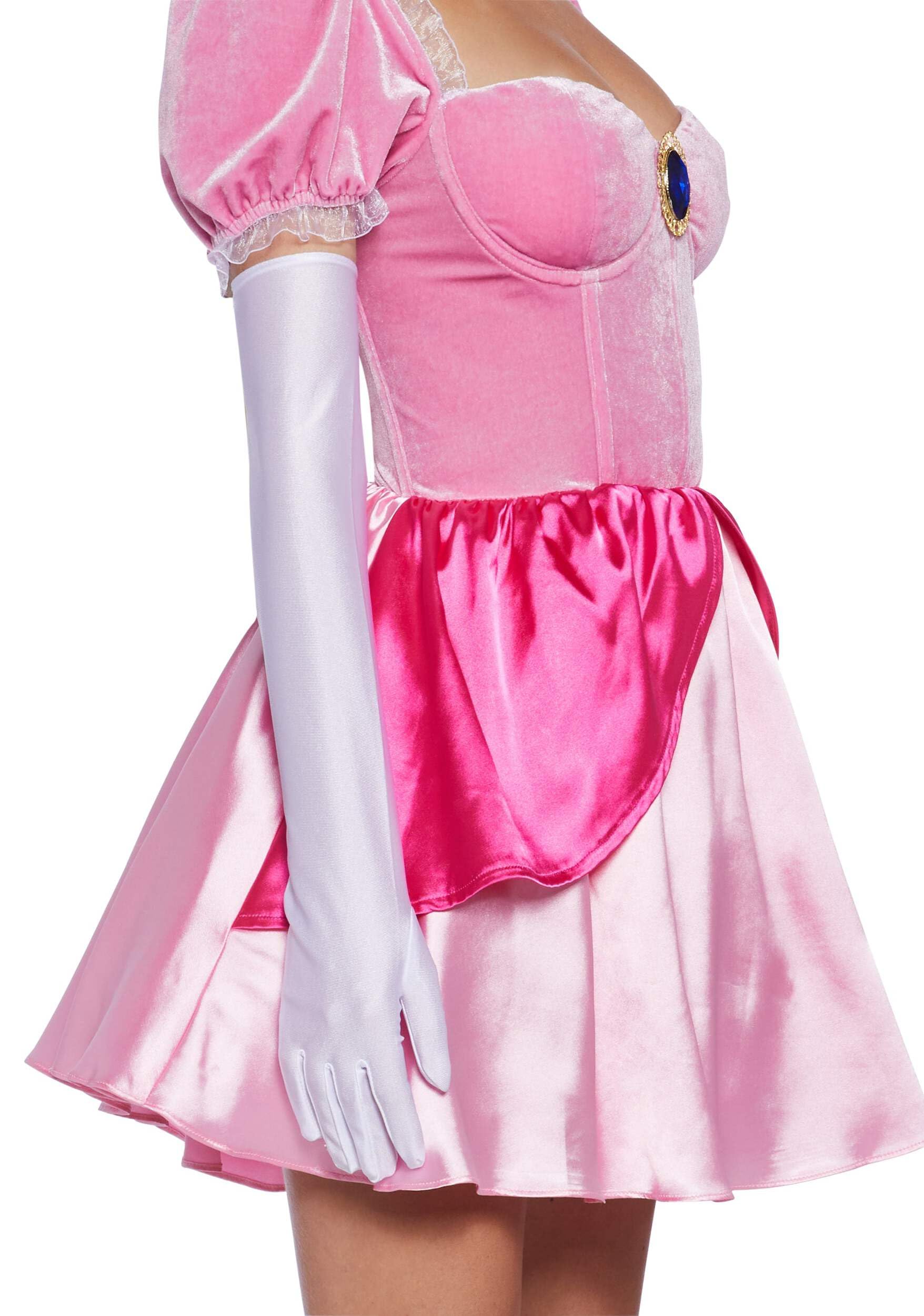 Dolls Kill Super Video Game Princess Inspired Costume - Peach Mini Dress and Crown by Trickz N' Treatz: Small