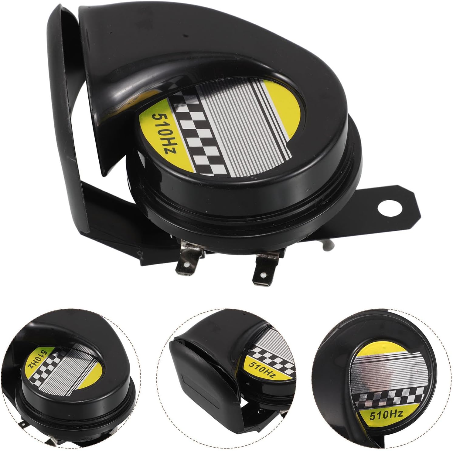 Electric Snail Horn for Car and Motorcycle, Metal Black