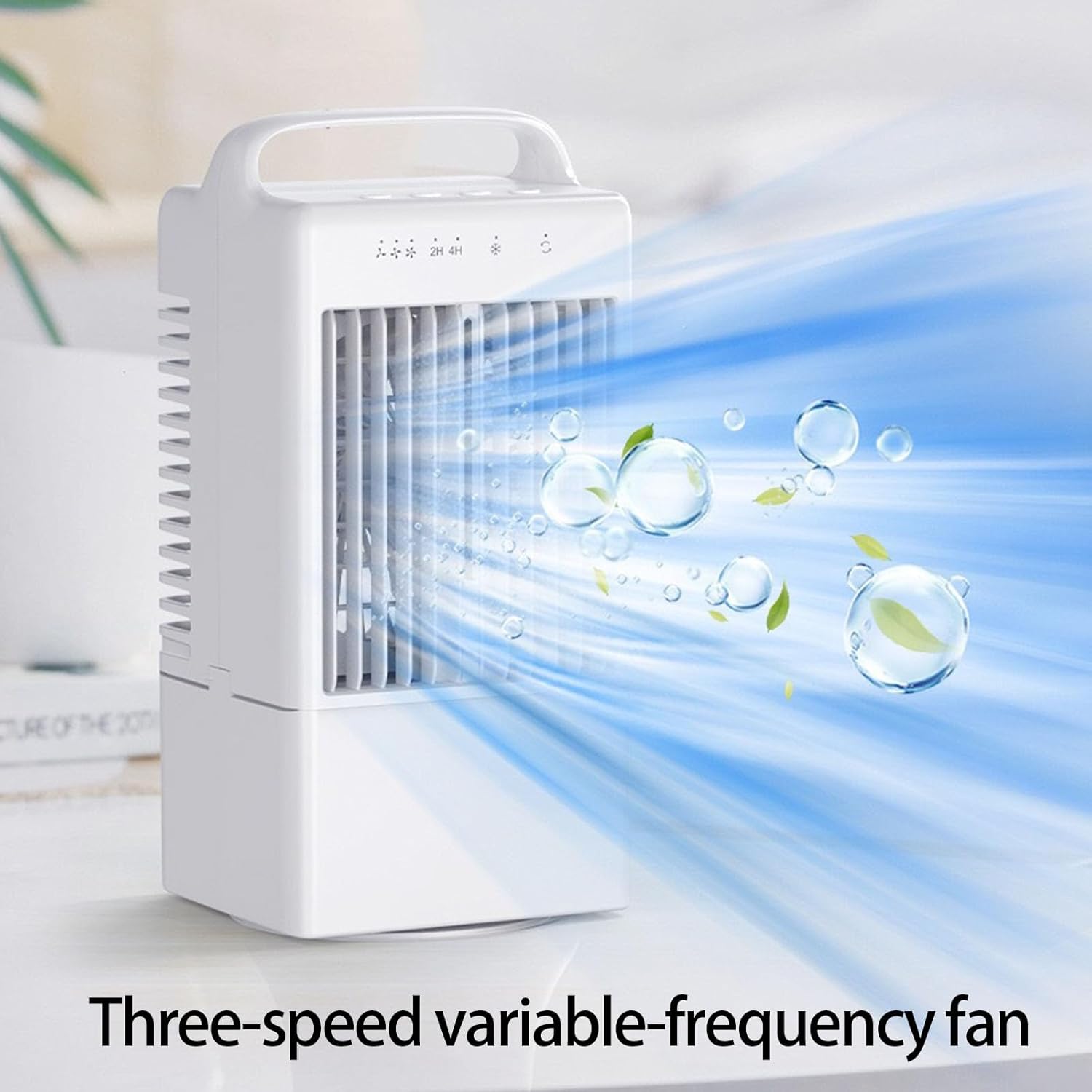 Small Air Conditioning Cooling Fan 3 Speed 4H Timer Cooling Radiator For Bedroom Room Outdoor Office Desk Bedroom Humidifying With Timer