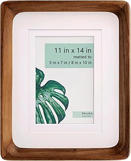 Handcrafted Solid Wood Picture Frame with Mat for Wall or Tabletop Display, Perfect for Photos and Artwork. (Walnut, 11"x14" matted to 5"x7"/8"x10")