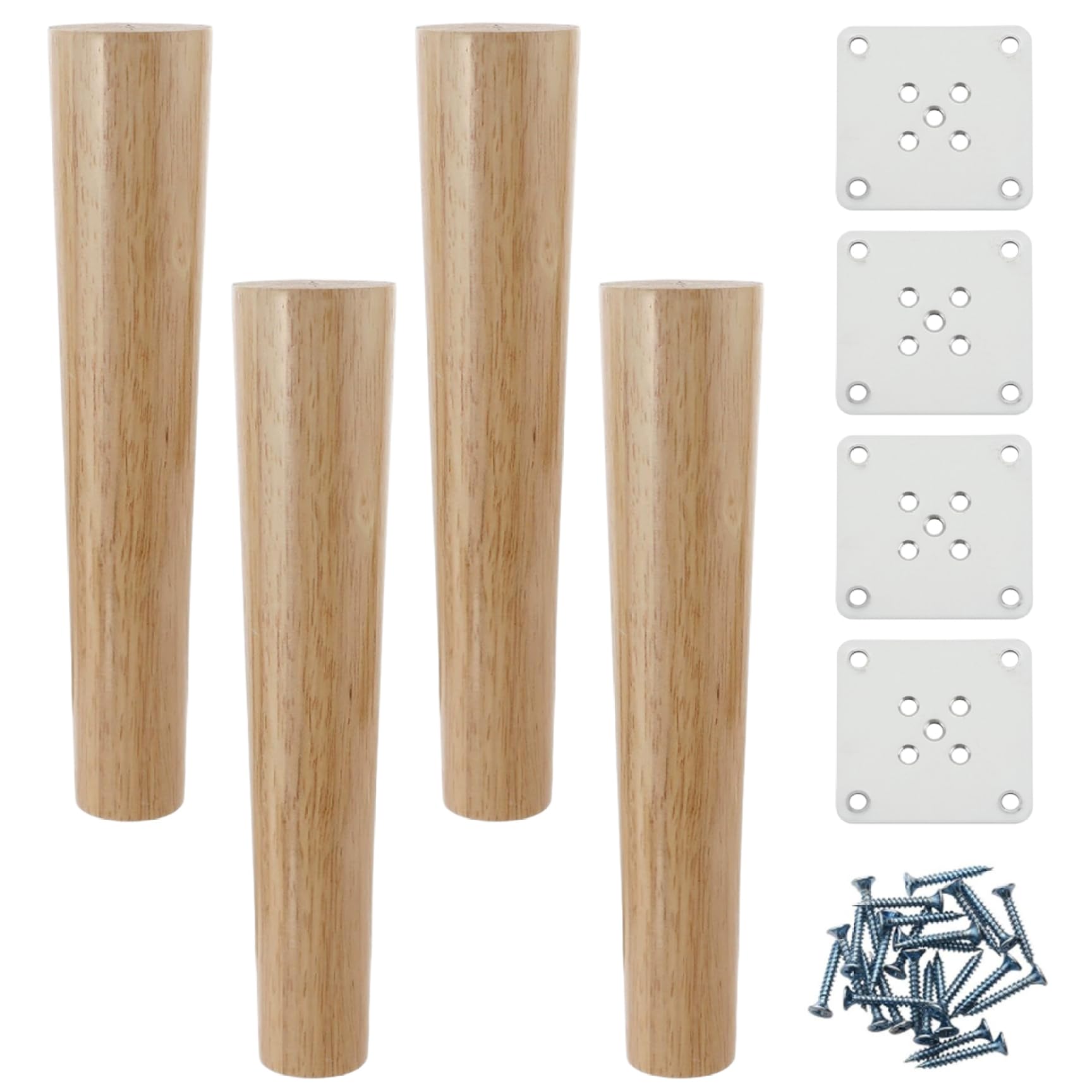 4PCS Wood Furniture Legs, Sturdy Wooden Legs for Sofa, Cabinet, Table and Bed, Natural Oak Color 25cm/9.8 inch Height, Set of 4, Wooden for Furniture