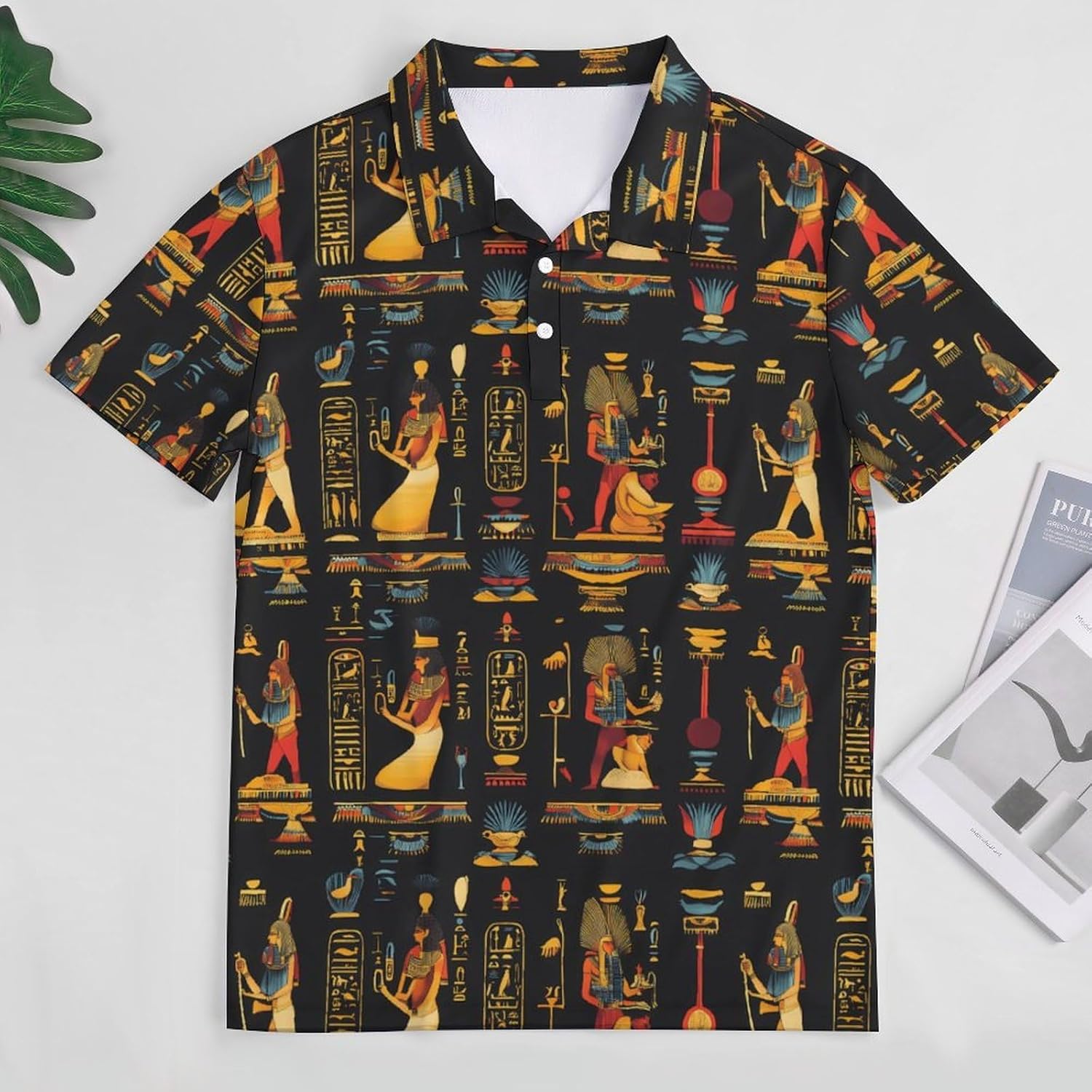 Egyptian Hieroglyphs and Pharaohs Women's Golf Polo Shirts Short Sleeve Quick Dry Tennis Tops Casual Work Blouses