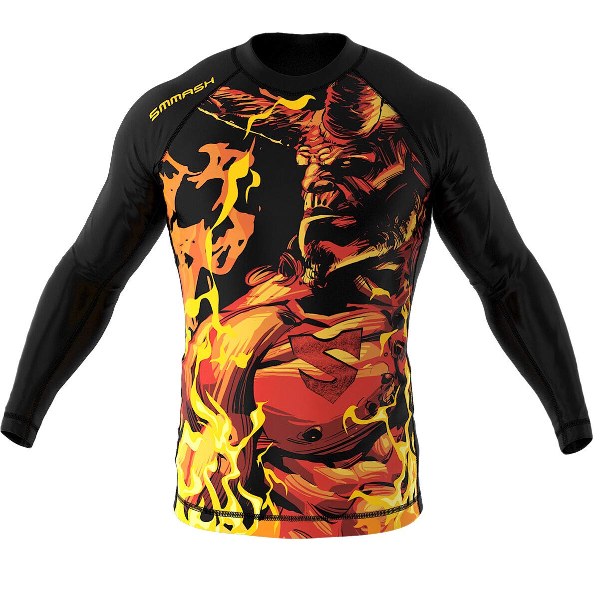 SMMASH Hellion Rashguard Niño Manga Larga, Camisetas para MMA, Artes Marciales, Deportivo Niño Camiseta, Krav Maga, BJJ, K1, Karate, Material Transpirable y Antibacteriano