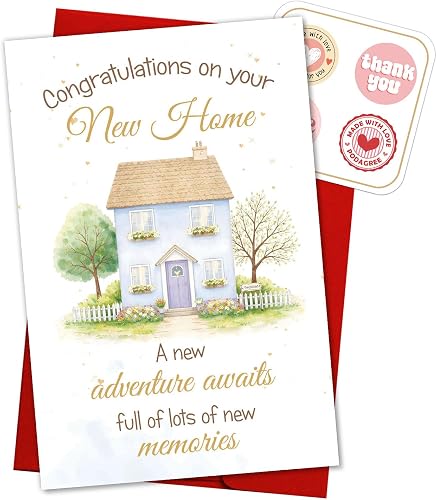 Happy New Home Card Gift for New Homeowner Couple Friend Family, Congratulations
