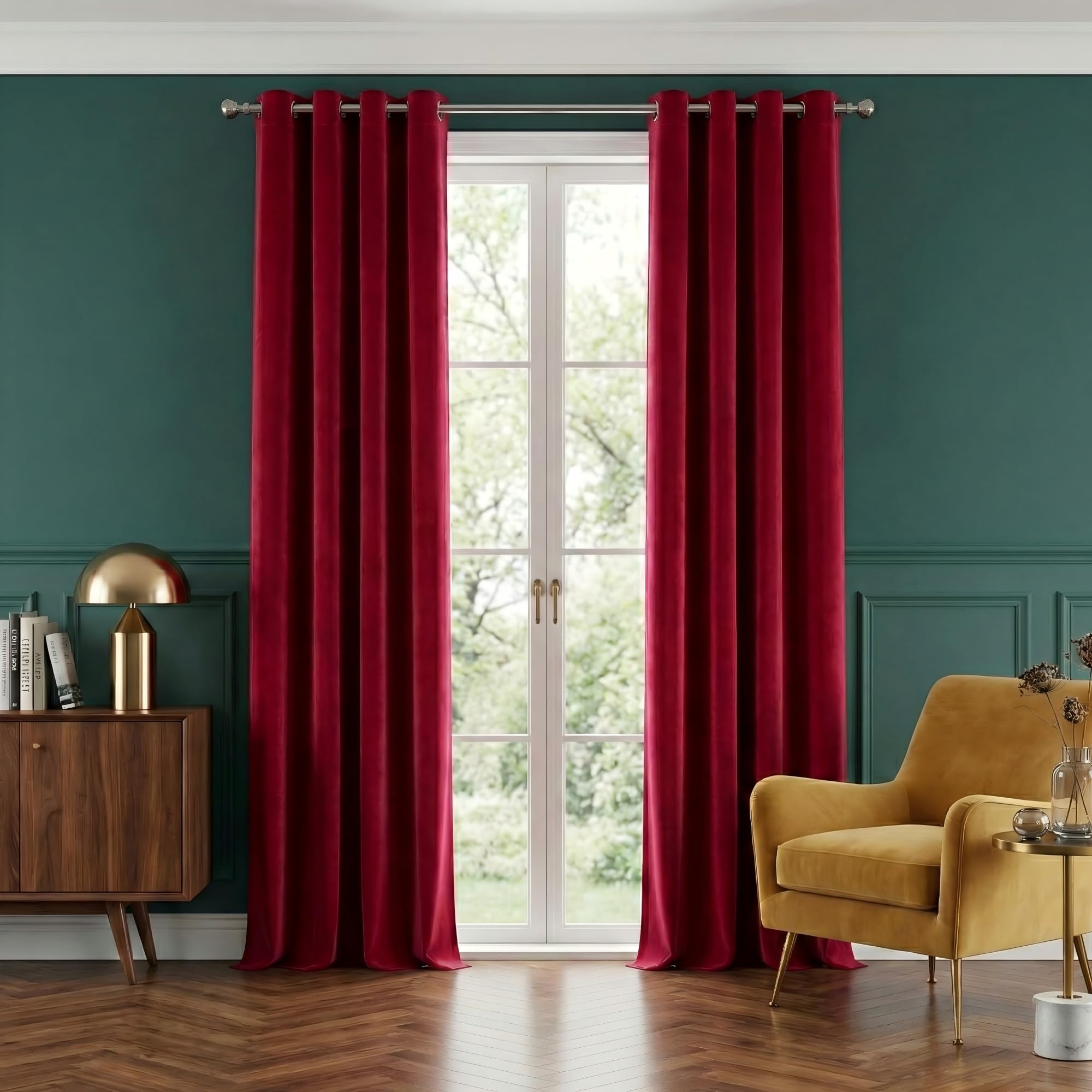 Amazon.com: NICETOWN Christmas Red Velvet Curtains, Solid Heavy