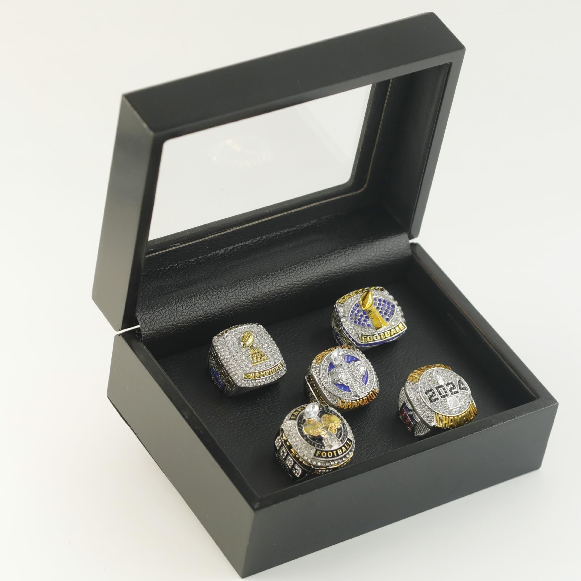 5 Stück Fantasy-Football-Ringe 2020 2021 2022 2023 2024 Meisterschaftsringe FFL-Meisterschaftsringe Fan-Erinnerungsstücke Fußball-Displays(Size:13)