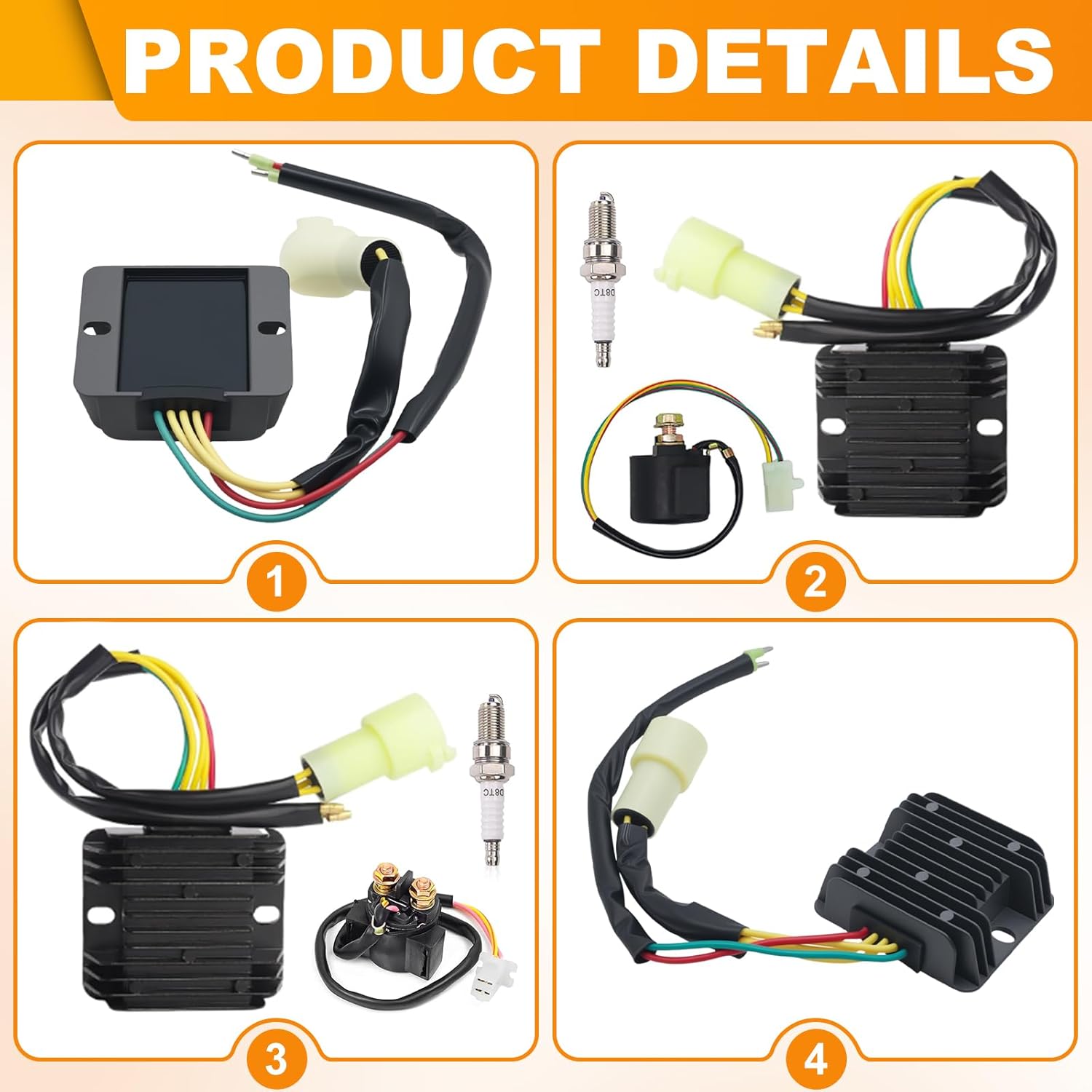 Triumilynn Voltage Regulator Rectifier & Starter Relay Solenoid Replacement for Honda 300 Fourtrax TRX300 TRX300FW 1993-2000 2x4 4x4, Part NO. 31600-HC5-970 31600-HM5-630 with Spark Plug