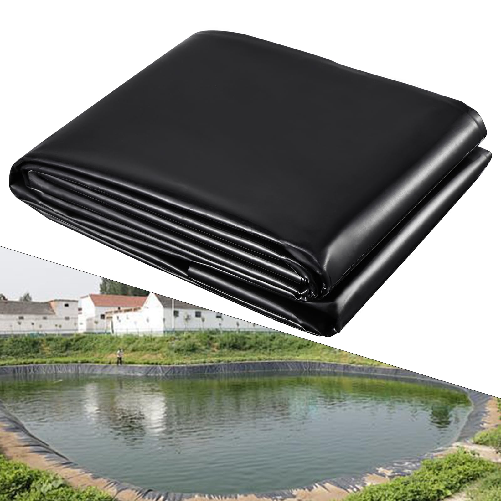 Fodera per laghetto impermeabile ad alta resistenza, ideale per laghetti di laghetti di loto, acquacoltura, fontane, in HDPE, resistente ai raggi UV, per giardino, fauna selvatica (3 x 4 m)