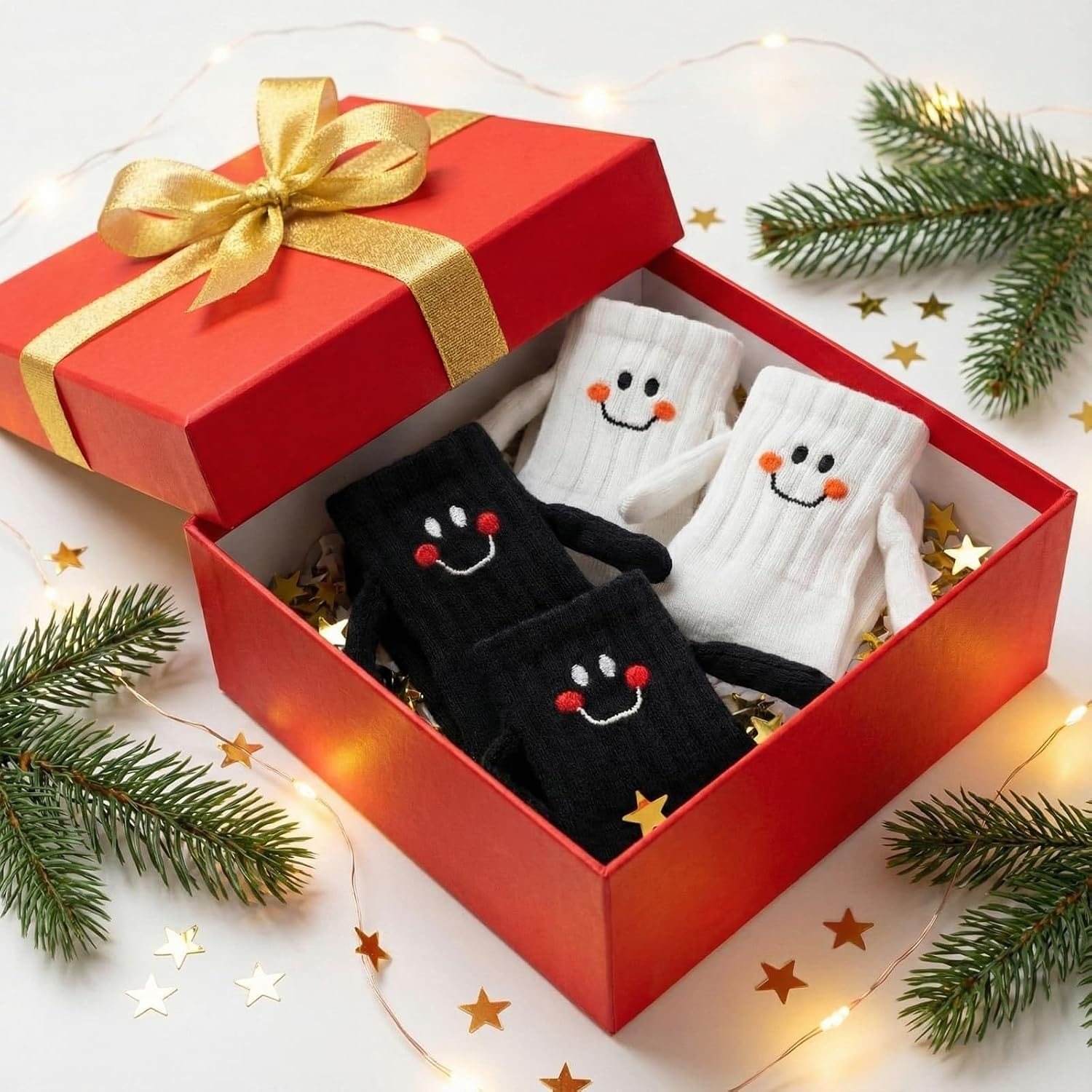 YKW Magnetic Holding Hands Socks, Funny Crazy Matching Smiley Cotton Novelty, Birthday Gift for Couples and Best Friends image 3