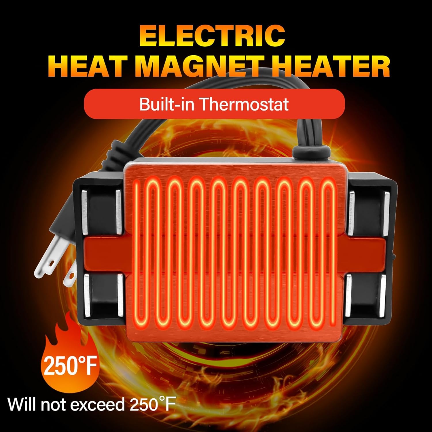 120V 300W Portable Magnetic Engine Block Heater for Transmissions Oil Pans and Small Engines-Rated at 120 Volts 300 Watt