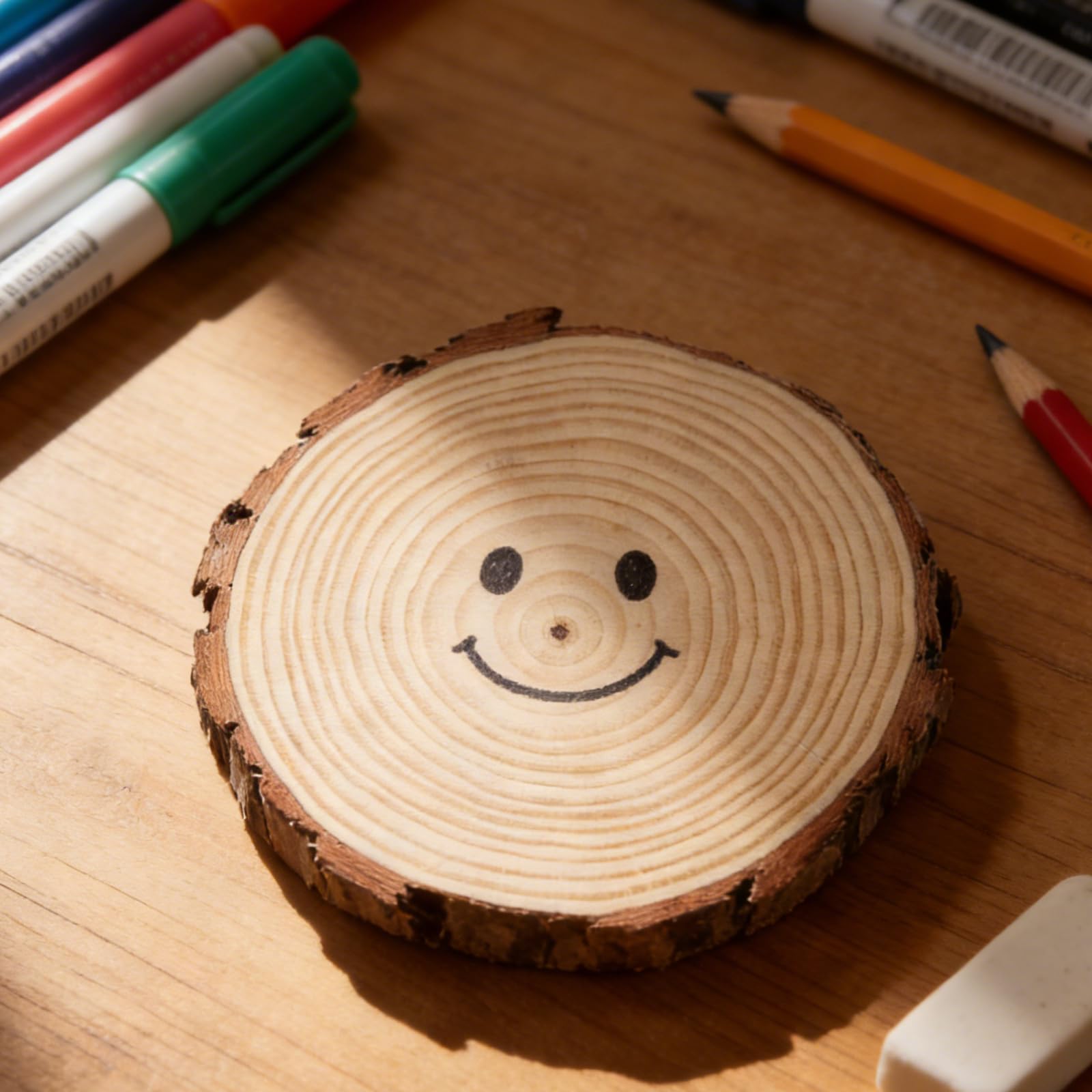 MUKLEI 8 Stück 23–25 cm Holzscheiben rund, ohne Loch, Holzscheitscheiben, unlackierte Holzkreise, Holzscheiben für Kunst, DIY-Handwerk, Weihnachtsschmuck, Hochzeitsdekoration, Holzuntersetzer
