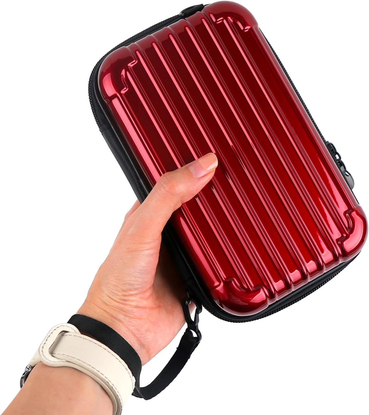 Red Hard Shell Makeup Case Cosmetics Case Carrying Hard Makeup Bag image 4