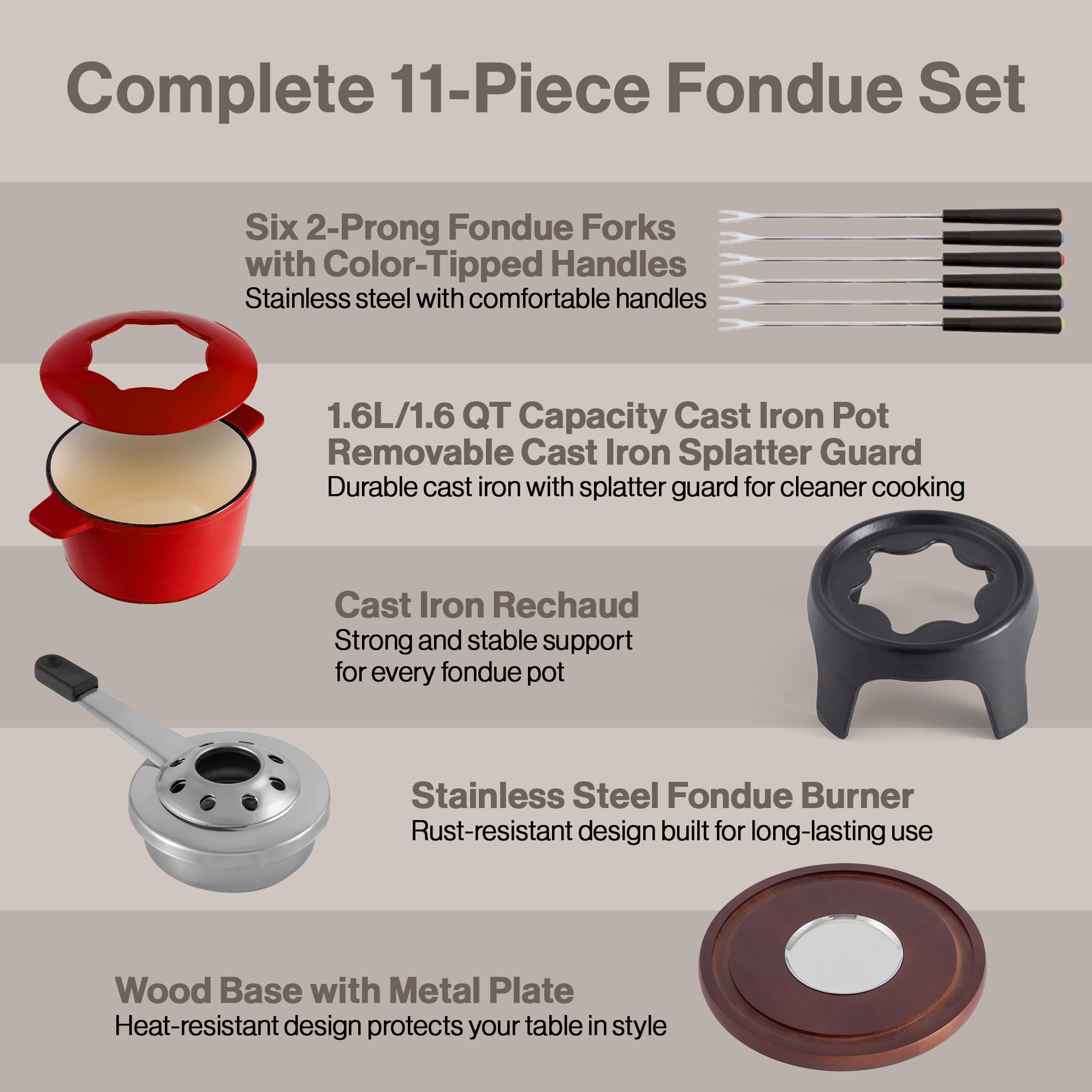 Swissmar Sierra Appareil a Fondue Pour 4 Personnes, 1.6L Fondue au Fromage, Fonte d'aluminium, Coffret Cadeau