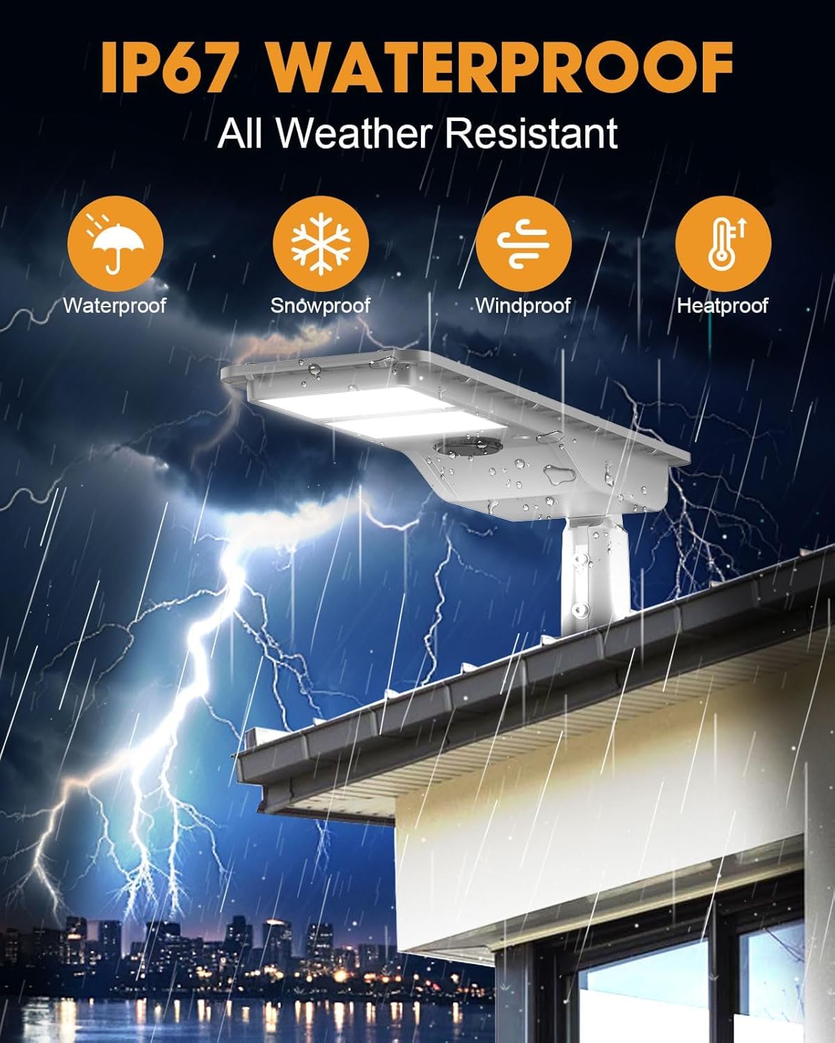 10000W Ultra-Bright Solar Street Light, 4-in-1 Smart Control & IP67 Waterproof Solar Flood Lights, 3000 Sq.Ft Wide Lighting for Parking Lot, Yard, Garden (Military-Grade, Easy Installation)(2pack)