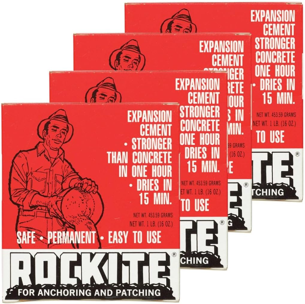 Rockite Anchoring Cement 1 lb Gray – 4 Pack – Concrete Mix for Concrete Patch and Concrete Crack Filler – Plaster and Cement Repair