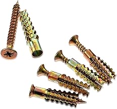 20 Pack Heavy Duty Concrete Anchors and Screws Kit,Gold Metal Hollow Wall Anchors with Screws for Wooden Wall and Hinge Hole Repair (6x32mm)