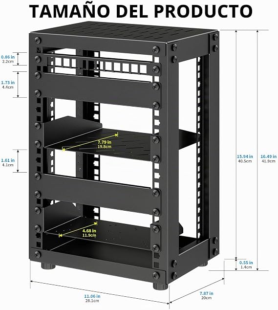 8U Server Cabinet, 10 Inch Mini Server Rack for Networking, Servers, Audio-Visual Equipment and DIY Projects, 7.87 Depth, Black