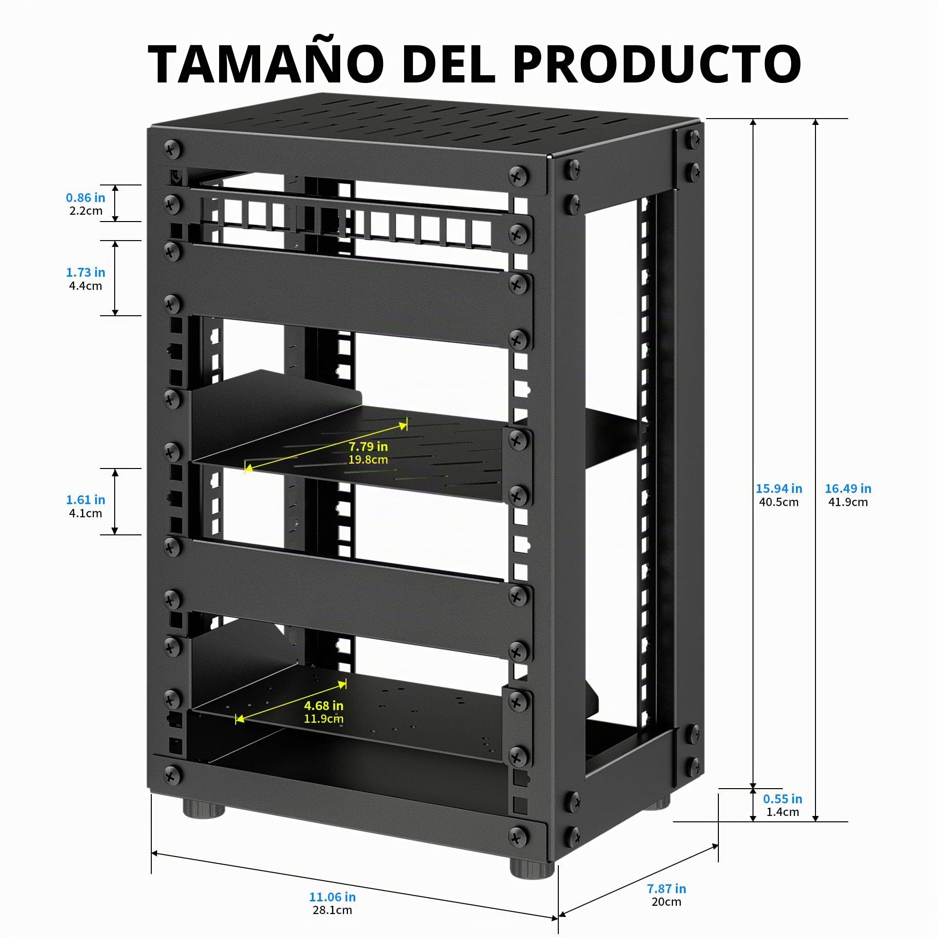 Armario para Servidores de 8U, Mini Rack para Servidores de 10 Pulgadas para Redes, Servidores, Equipos Audiovisuales y Proyectos de Bricolaje, 7,87 Pulgadas de Profundidad, Negro