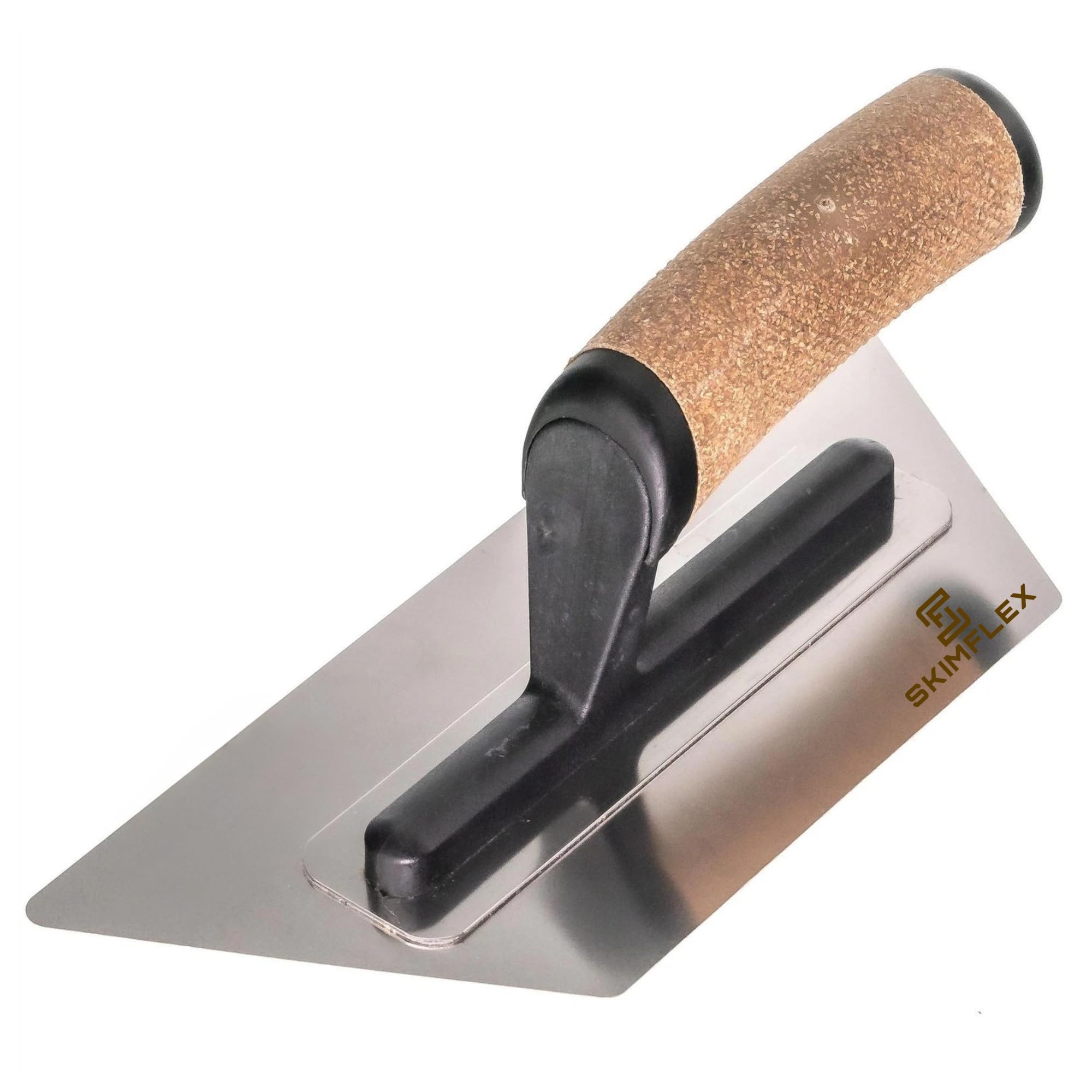Skimflex Venetian Plaster Trowel 240mm – Flexible Trapezoidlade with Cork Handle – Microcement Finishing Tool for Decorative Plastering Stainless Steel B