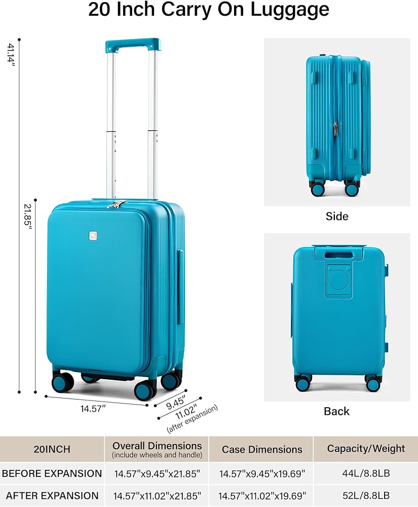 Amazon.com | Hanke 20 Inch Expandable Carry On Luggage Airline