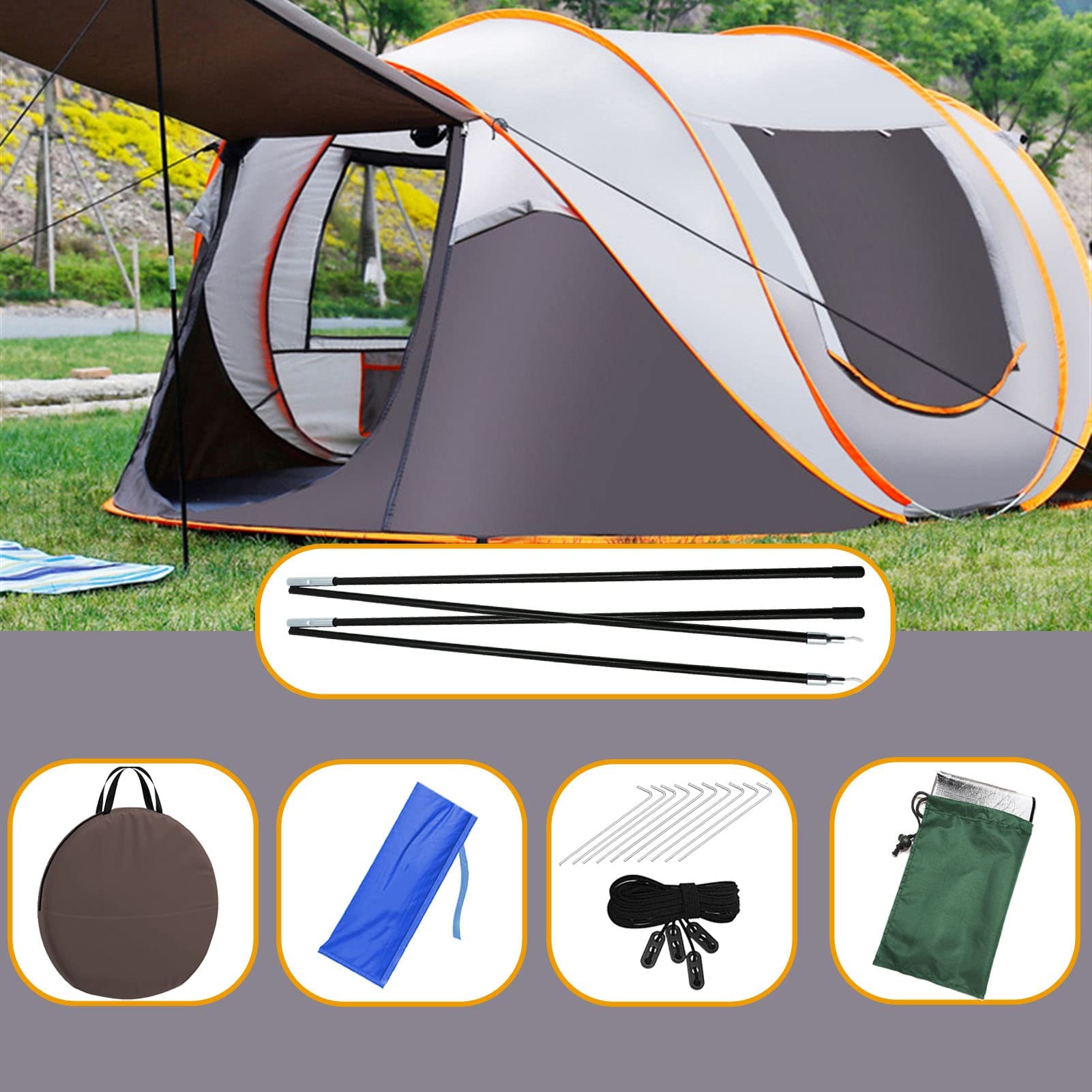 キャンプ ワンタッチテントとグランドシート2点セット 5-8人 330*330