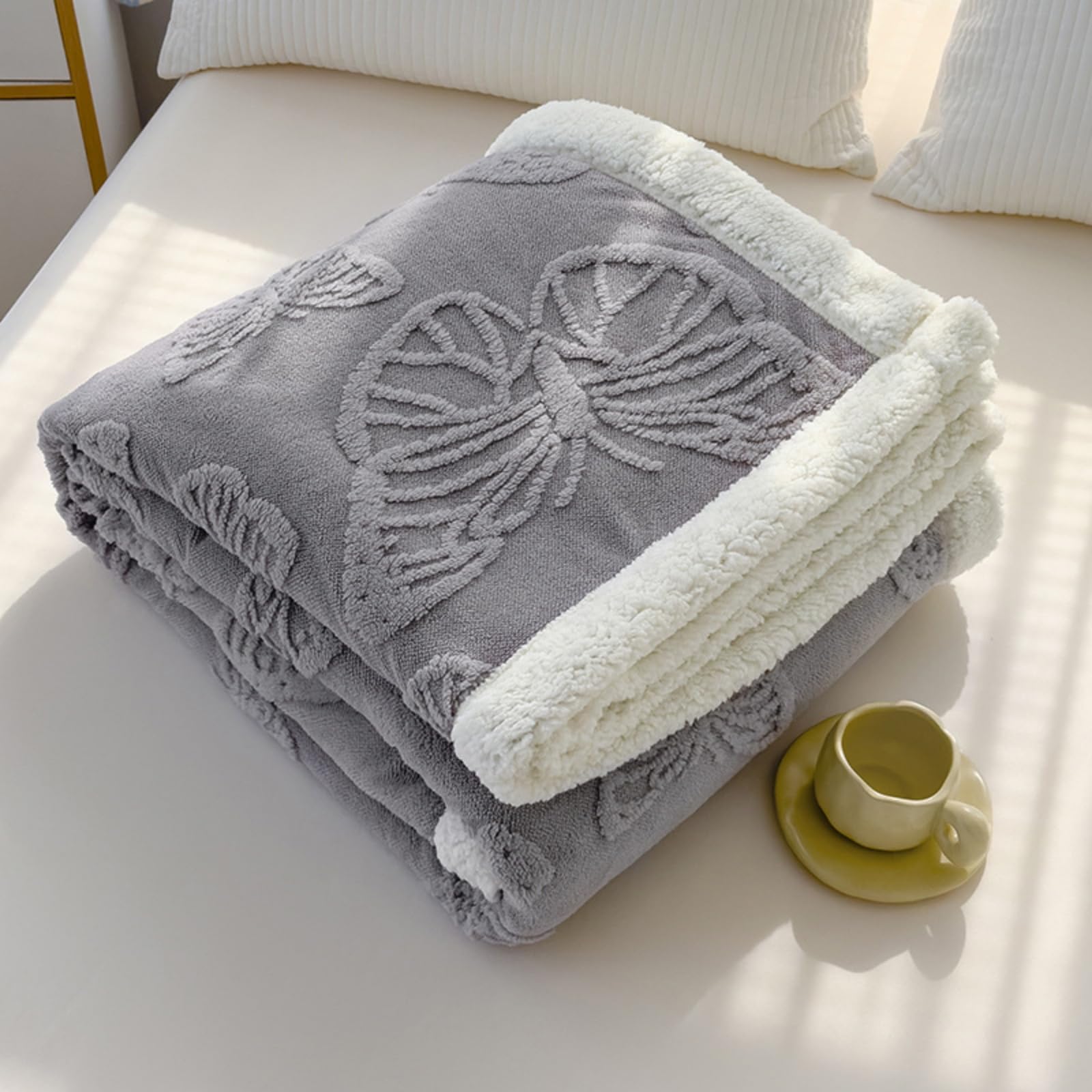 Highdi Manta Cama 90 135 150 180, Manta Sofa Grande Verano y Invierno Suave Cálida Mullida Microfibra Niños Adultos para Sofas, Sala de Estar (BT Gris,200 * 230cm)