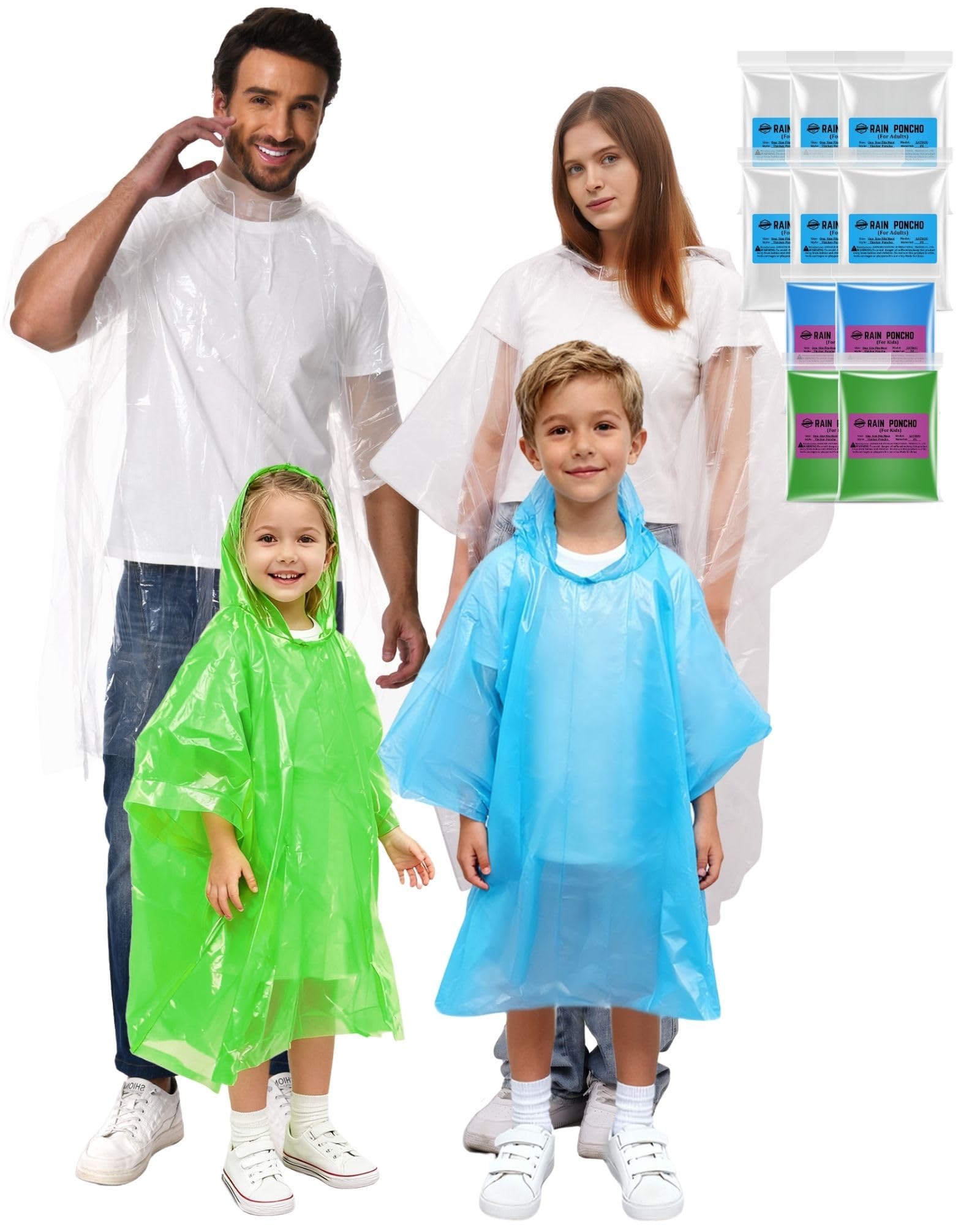 Amazon.com: SANXINHT Disposable Rain Poncho Family 10 Pack for