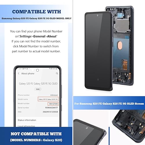 Miniatura 3 de OLED para Samsung Galaxy S20 FE Reemplazo de pantalla para Samsung Galaxy S20 FE 5G pantalla LCD táctil digitalizador Asamblea con herramientas de