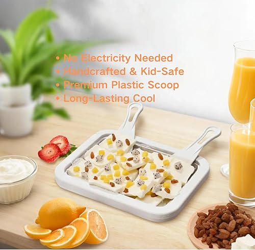 Miniatura 6 de Máquina para hacer helados enrollados, sartén para puntos dulces, plato frío instantáneo, ideal para hacer helado enrollado, suave para servir