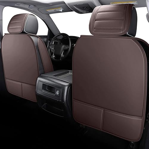 Miniatura 10 de YIERTAI - Fundas de asiento de camioneta, impermeables, de cuero (2 piezas delanteras solamente, color negro)