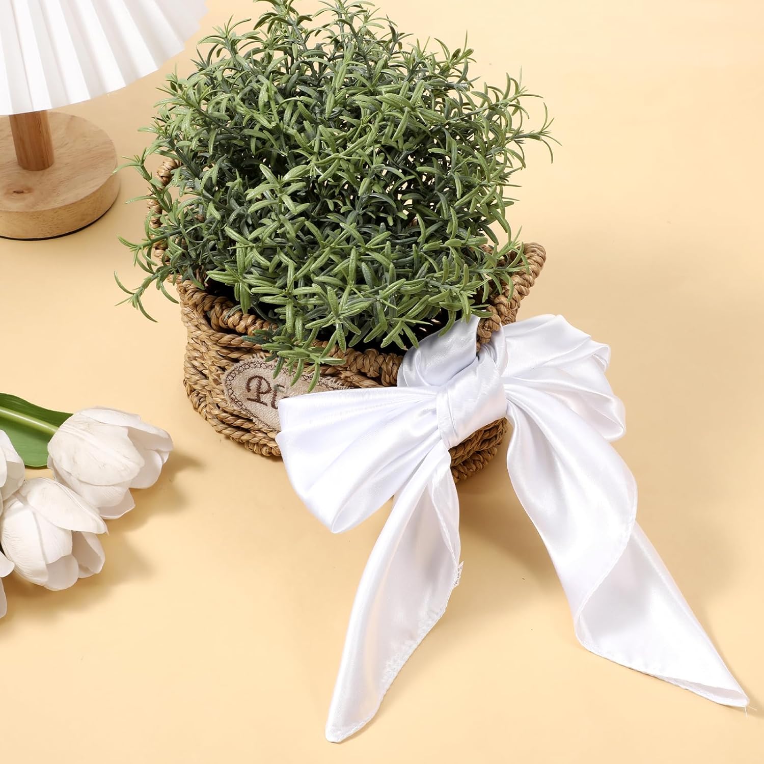 White Silk Feeling Scarf for Women, 23.6 Inch Square Head Scarves Satin Bandana Retro Purse Scarf for Handbags Neck Scarves for Costume Accessory - Image 3