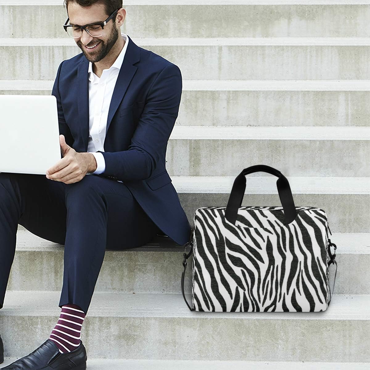 Laptop Bag Animal Zebra Skin Texture Laptop Sleeves Case for 13 14 15.6 Inch Computer Tablet Briefcases Carrying Case Shoulder Bag for Work