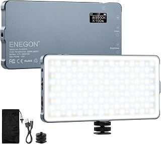 ENEGON 4000mAh Rechargeable Bicolor LED Video Light for DSLR iPhone Sony Canon Nikon - 180 LEDs, 2500K-9900K, Long Battery Life
