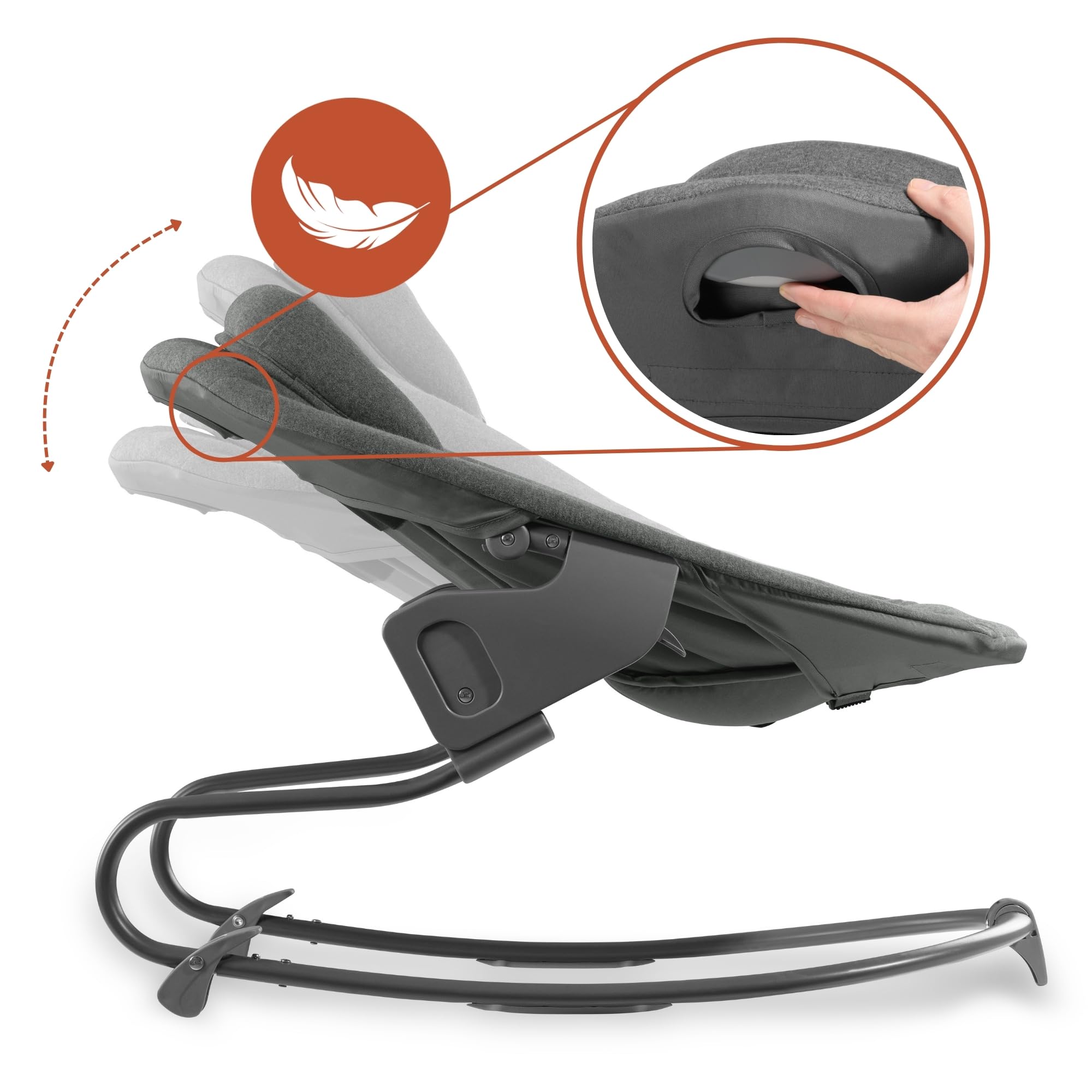 hauck Siège Nouveau-Né Alpha Bouncer Premium, Dark Grey | Utilisable sur chaise haute bébé hauck Alpha+ et Beta+ ou support, dès naissance, réglable, harnais 5 points