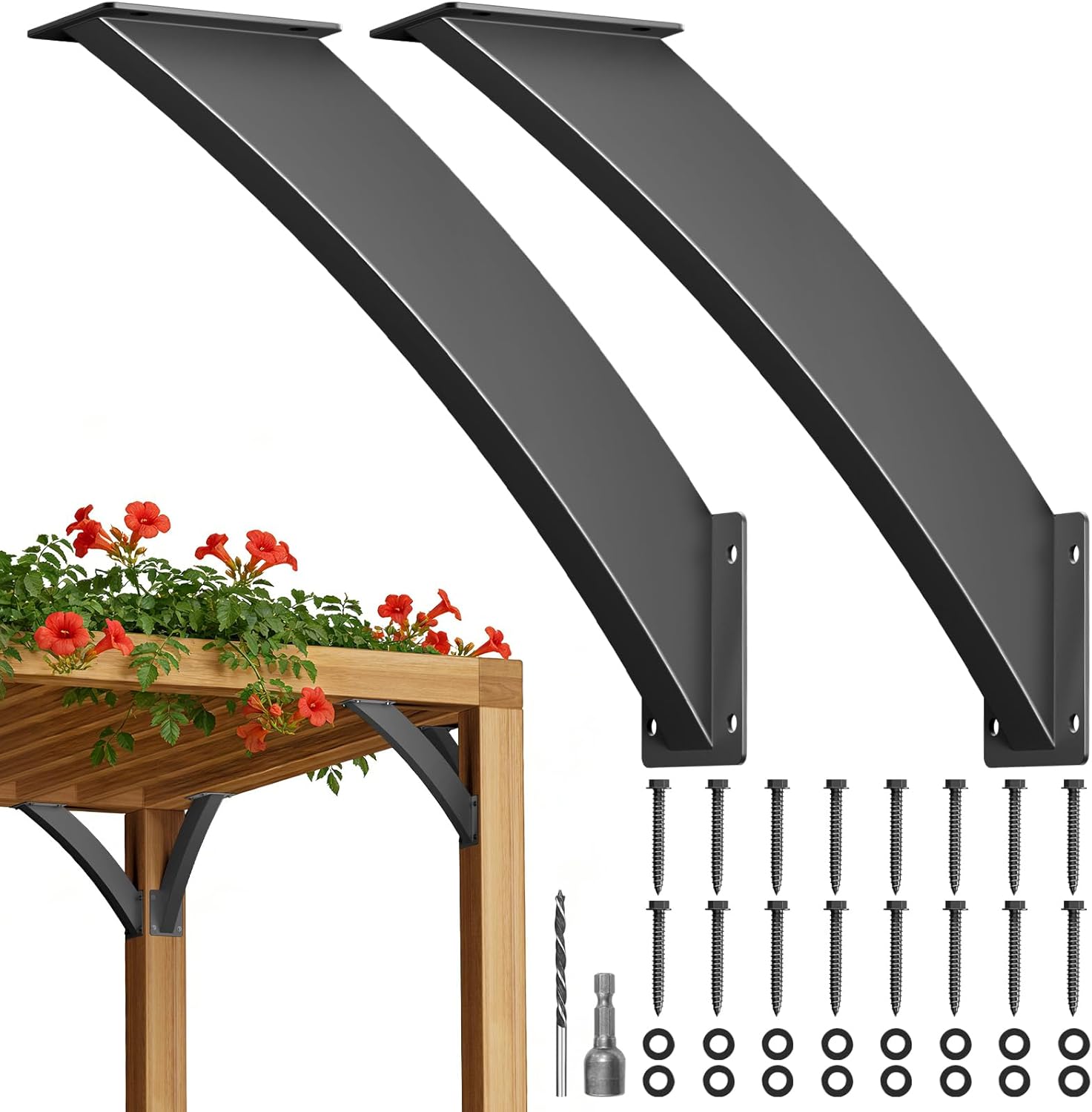 45° Pergola Brackets 4x4 Post Support Brackets (2 Pack) Pergola Bracket Kit, Inside Mount Corner Connector for Wood Structures, Gazebos, Porches, Decks & Pergola Kits