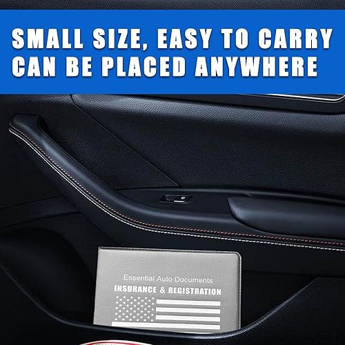 Miniatura 6 de Soporte para seguro de registro de automóvil, paquete de 2 organizadores esenciales de PVC para documentos de tarjetas de automóvil con cierre de