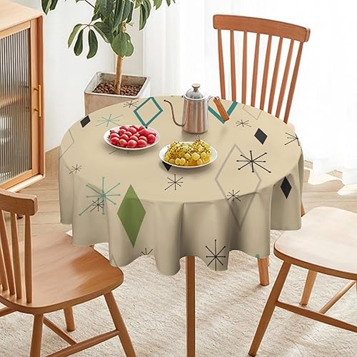 Miniatura 6 de Mantel retro moderno de mediados de siglo, diseño de colores retro de los años 50, resistente al agua, mantel lavable para cocina, comedor, fiesta