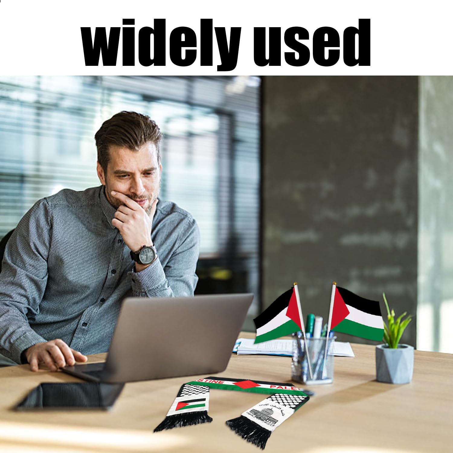 1 Bufanda Palestina Y 3 Banderas Palestinas Ondeadas A Mano. Muestre Su Apoyo A La Liberación Y La Paz Palestinas Con Bufandas Palestinas Y Mini Banderas.