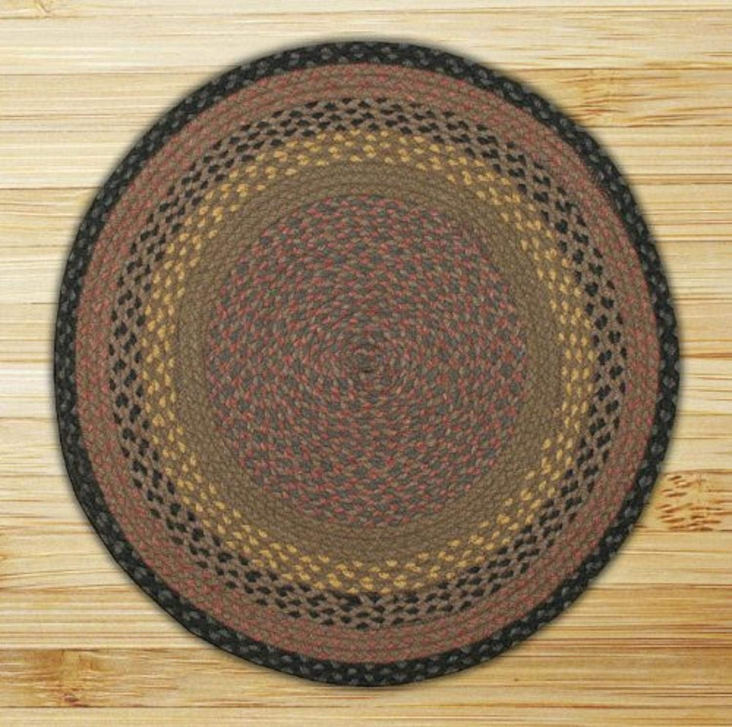 Earth Rugs Round Area Rug, 7.75', Brown/Black/Charcoal