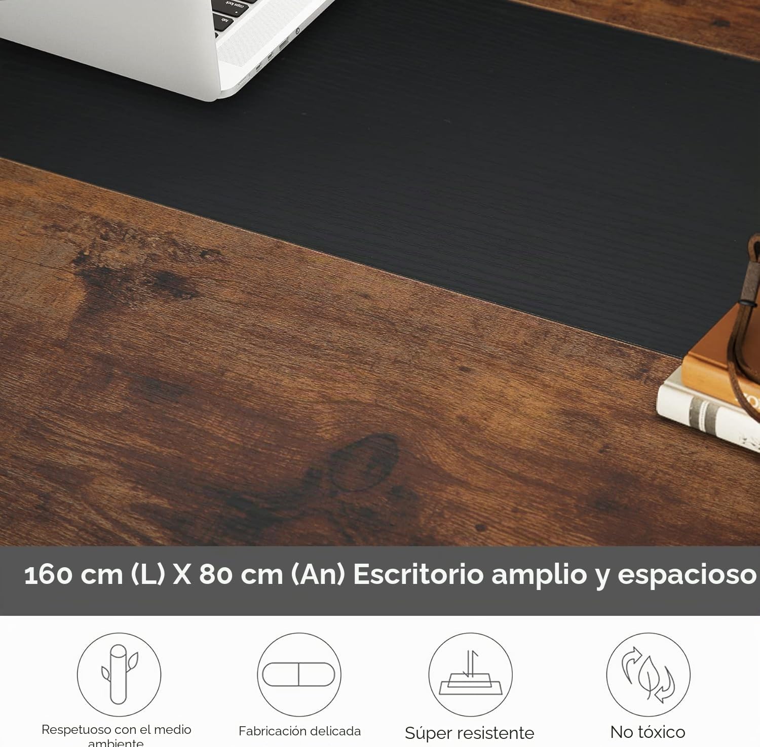 Lailang 160cm Escritorio, Mesa Escritorio Madera, Mesa Ordenador E Impresora, Bancada de Trabajo Oficina, Escritorio para Dos Personas, 160 x 80 x 74 cm, Rustic + Black